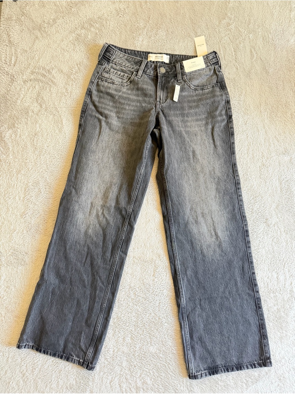 Hollister Black/ Gray Low Rise Baggy Jeans 27L NWT